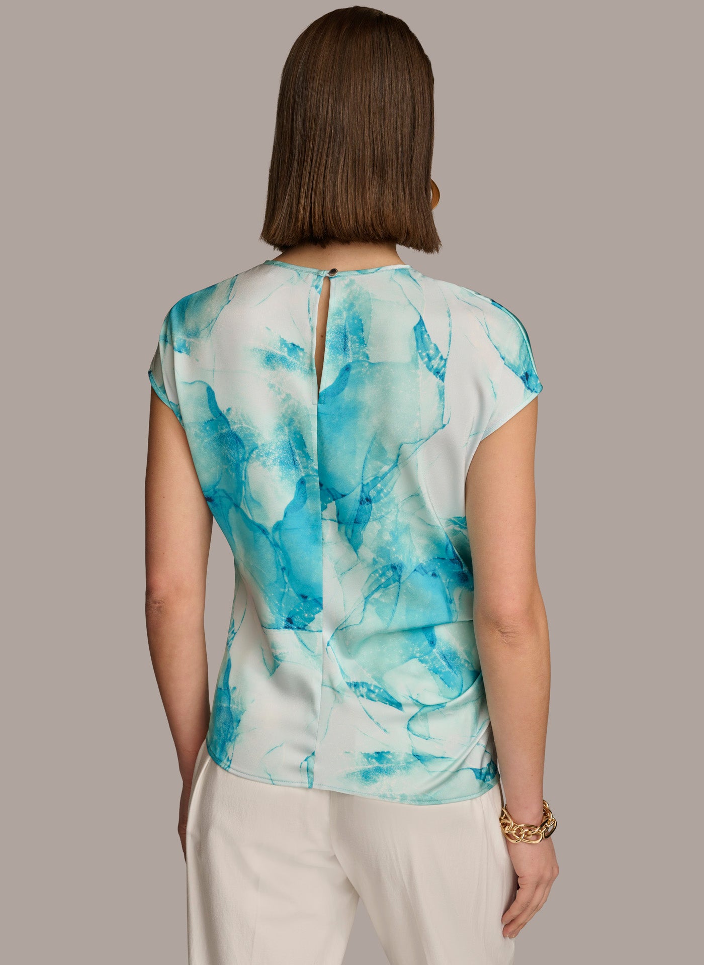 (image for) HUMANIZED PRINT EXTENDED SHOULDER RUCHED TOP